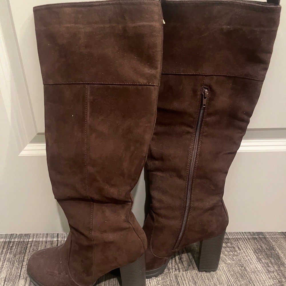 JustFab Dark Brown Over the Knee Boots